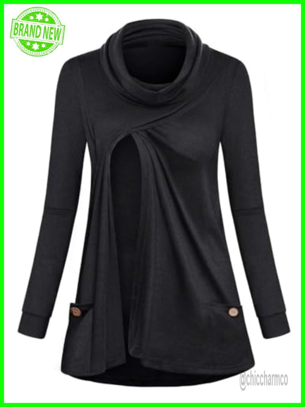 Maternity Nursing Sweatshirt Cowl Neck Tunic Top Breastfeeding